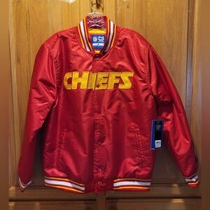 Kansas City Chiefs Adult NFL Ultra Game Satin Bomber Jacket Red Size M NWT